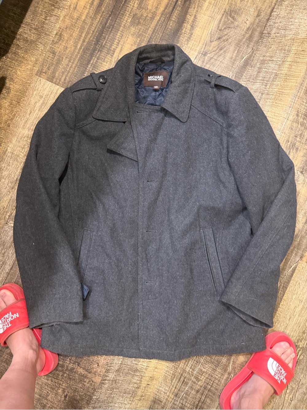 Sold - MICHAEL Michael Kors Dark Gray Wool-Blend Pea Coat